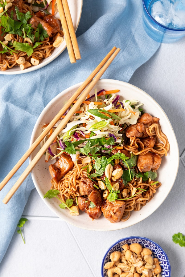 Char Siu Chicken Noodles with Crunchy Slaw